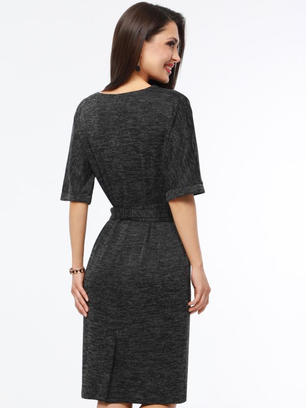 Office knit dress with cummerbund belt