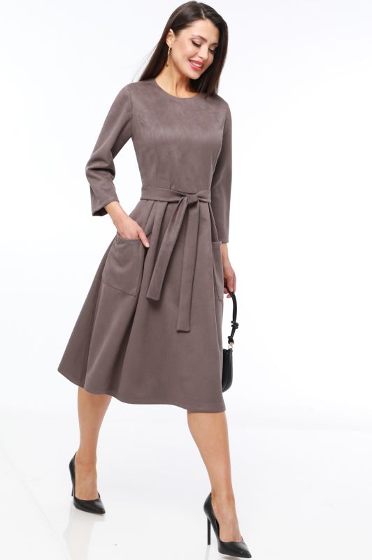 Brown Suede Dress with Belt