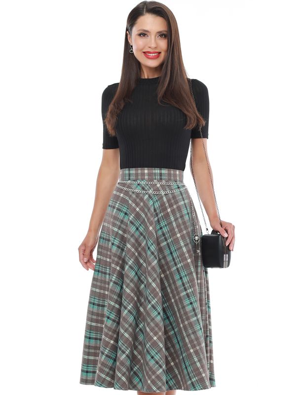 Flared plaid skirt