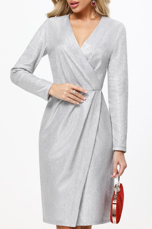 Silver draped cocktail dress