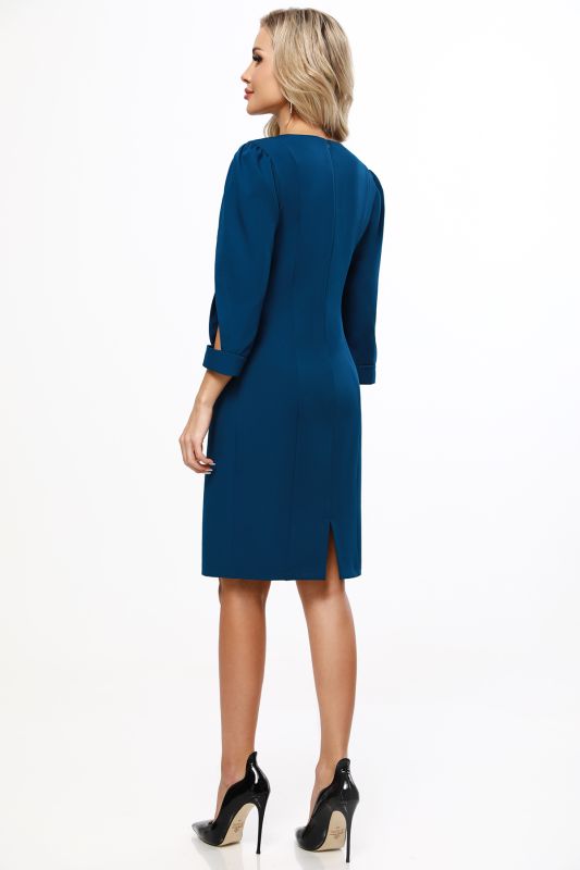 Green-blue dress with cutout on sleeves