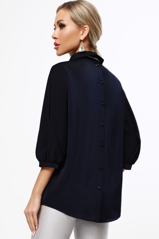 Dark blue blouse with buttons on the back