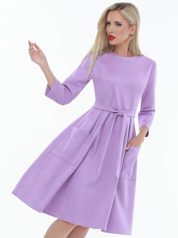 Lilac dress with patch pockets