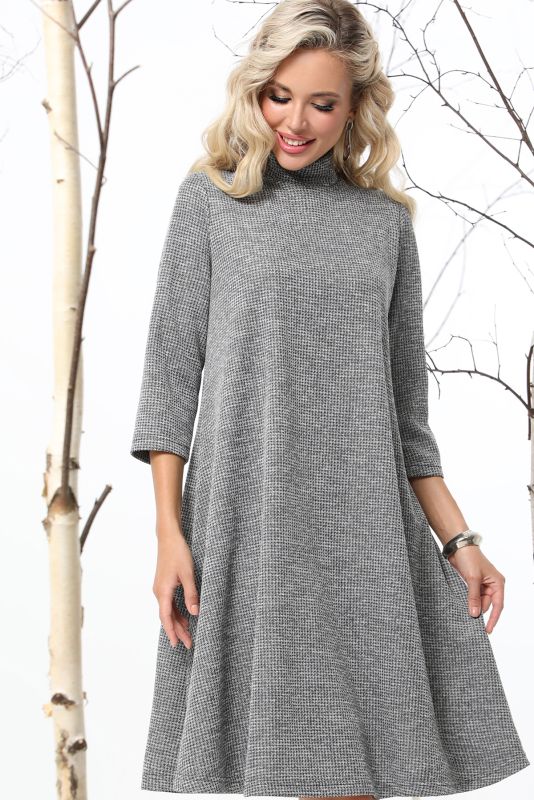 A-silhouette gray knitted dress