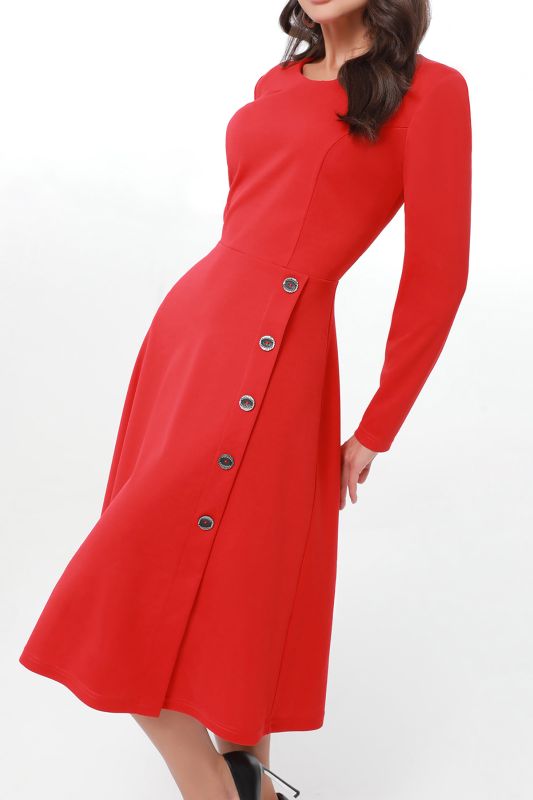 Red dress with decorative buttons