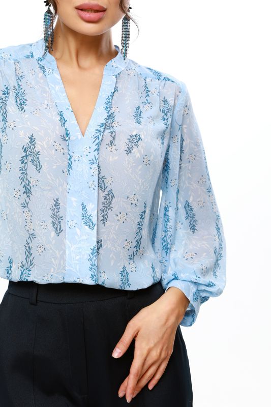 Blue chiffon floral blouse