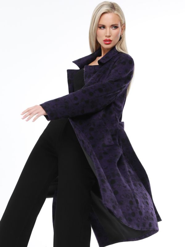 Purple demi coat with belt