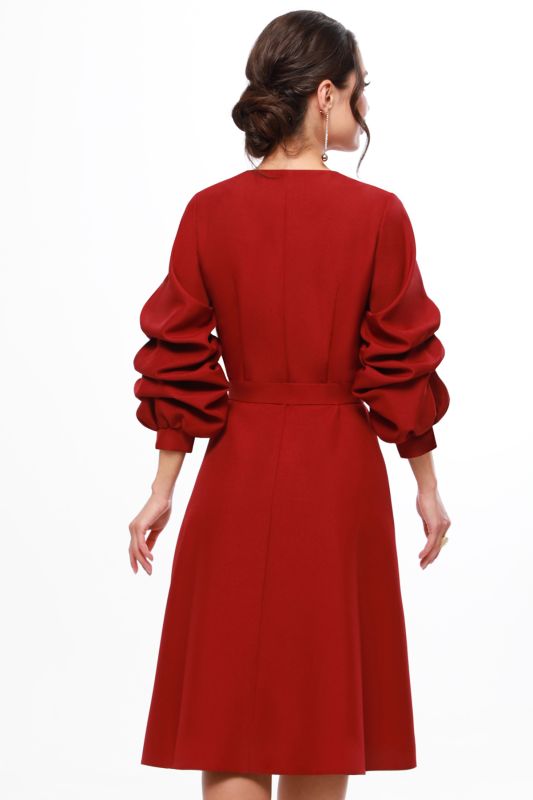 Burgundy dress with puffed sleeves