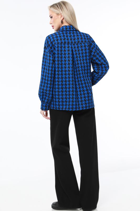 Shirt blue with houndstooth print