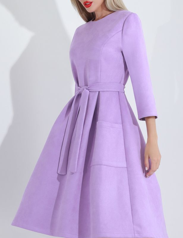 Lilac dress with patch pockets