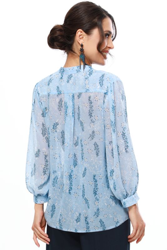 Blue chiffon floral blouse