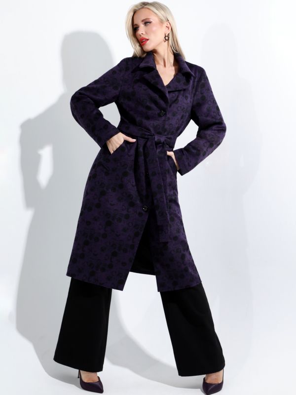 Purple demi coat with belt