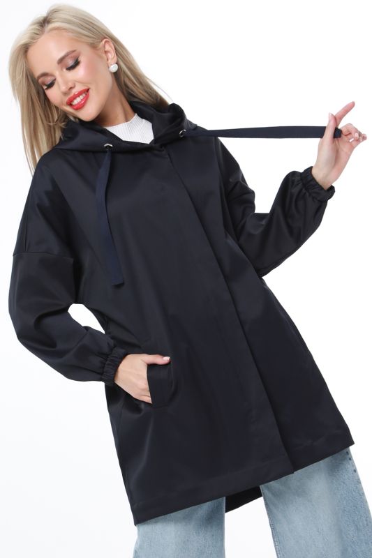 Dark blue hooded windbreaker