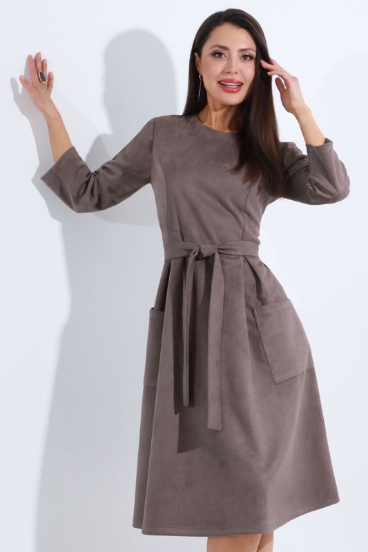 Brown Suede Dress with Belt