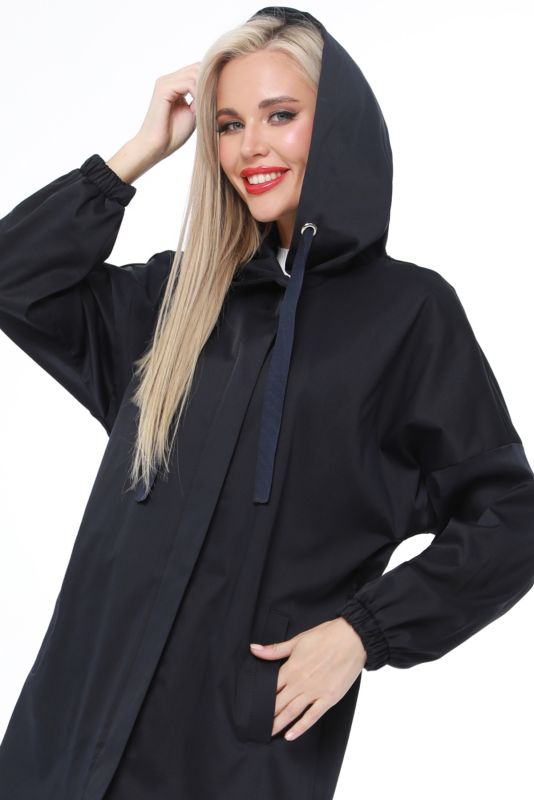 Dark blue hooded windbreaker