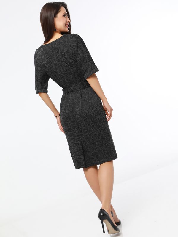 Office knit dress with cummerbund belt