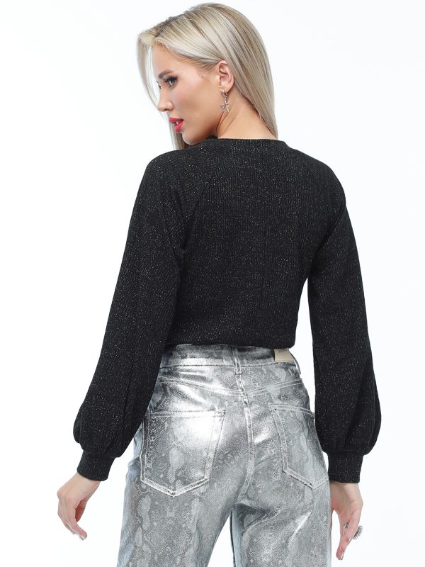 Black sweater with puffed sleeves