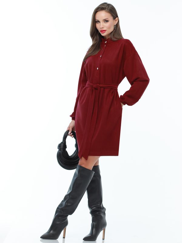 Long Sleeve Straight Dress with Belt