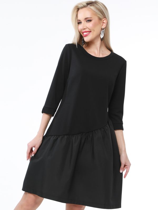 Asymmetric flounce dress black