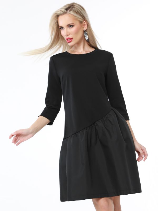 Asymmetric flounce dress black