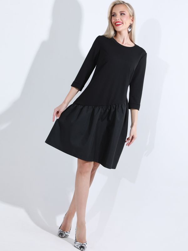 Asymmetric flounce dress black