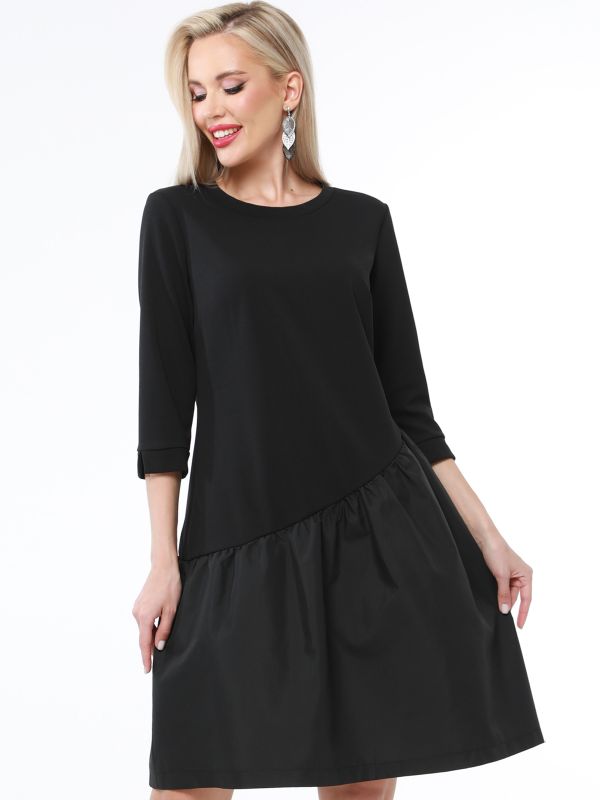 Asymmetric flounce dress black