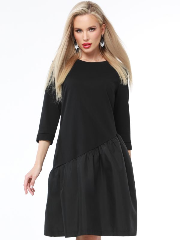 Asymmetric flounce dress black