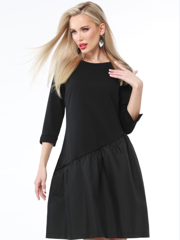 Asymmetric flounce dress black