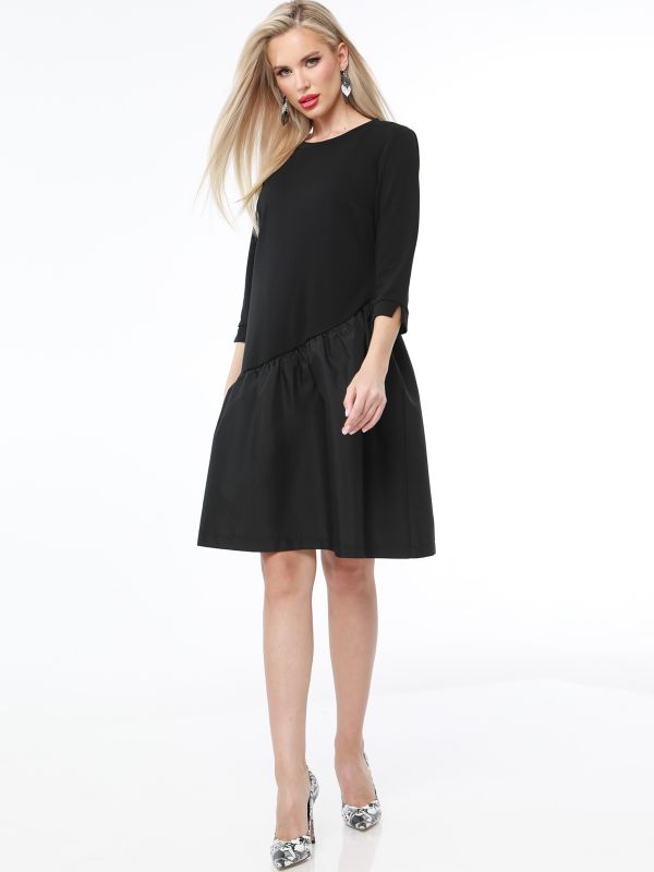 Asymmetric flounce dress black