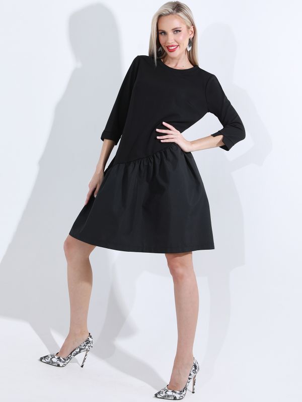 Asymmetric flounce dress black