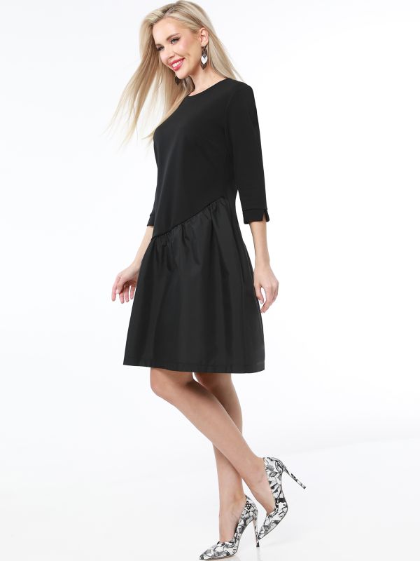 Asymmetric flounce dress black