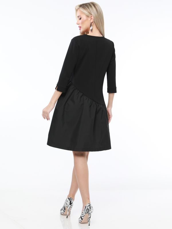 Asymmetric flounce dress black