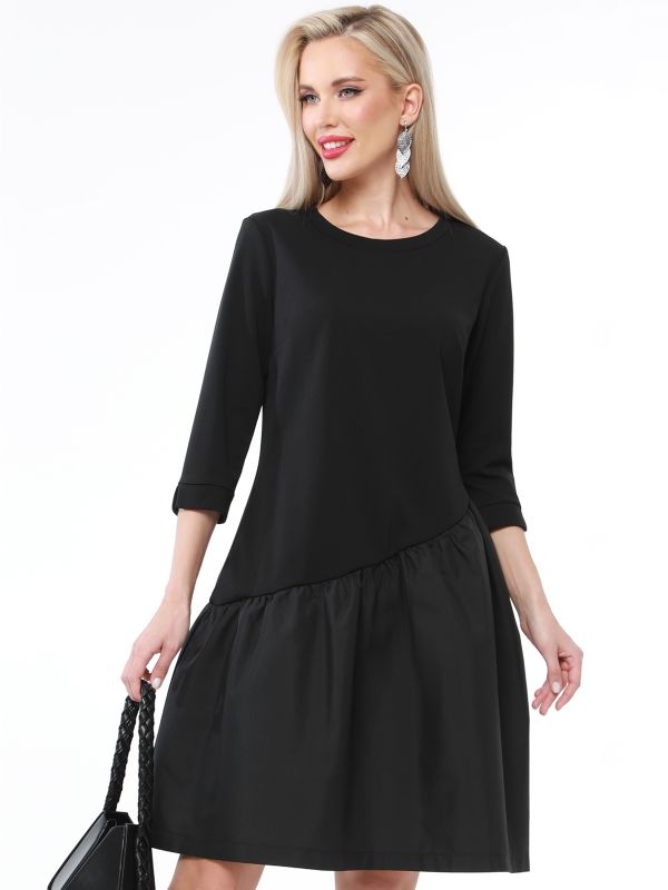 Asymmetric flounce dress black