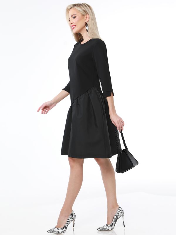 Asymmetric flounce dress black