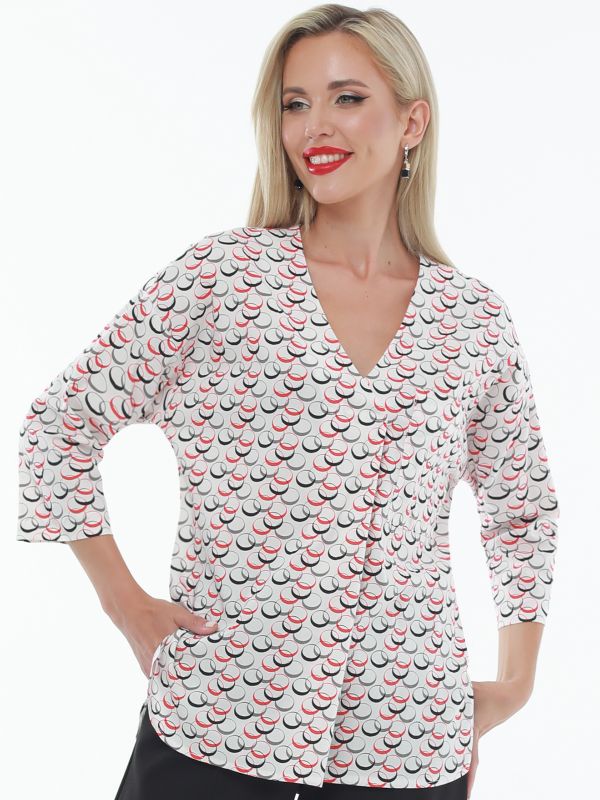 Printed blouse with a flap on the chest