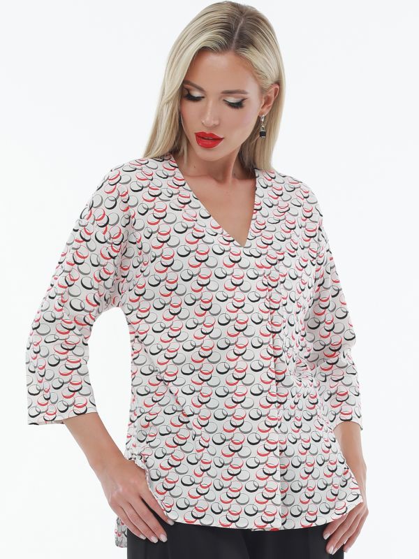 Printed blouse with a flap on the chest