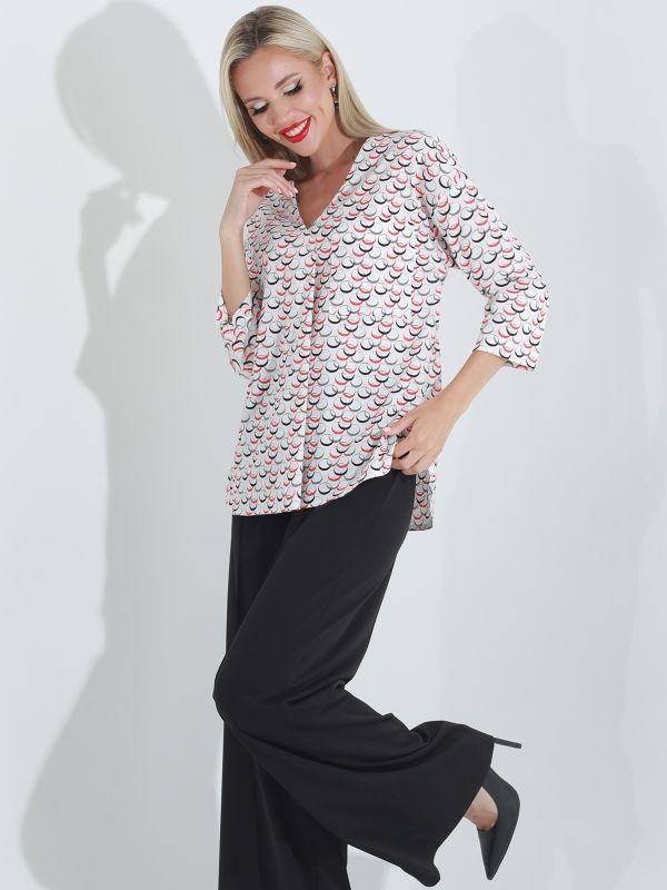 Printed blouse with a flap on the chest